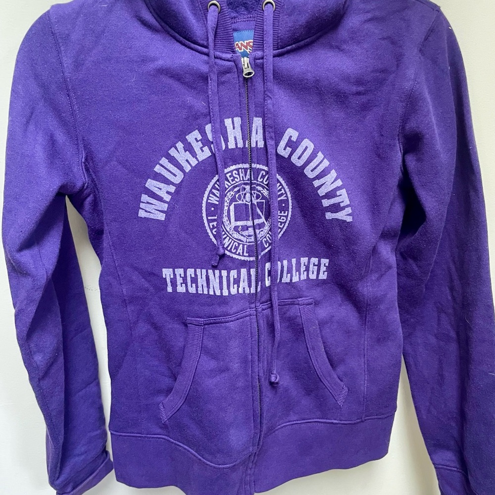 Purple Waukesha County Technical College Zip-Up Hoodie